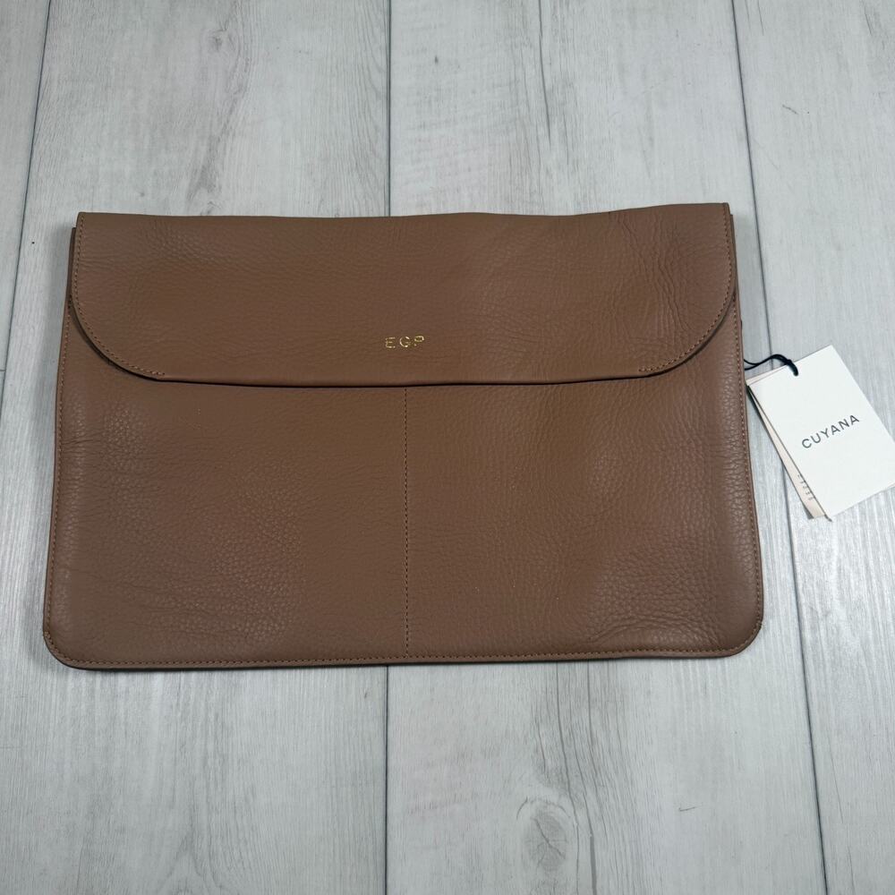 Cuyana Laptop Sleeve Case 15 - 16" Pebble Leather Computer Case Carryall